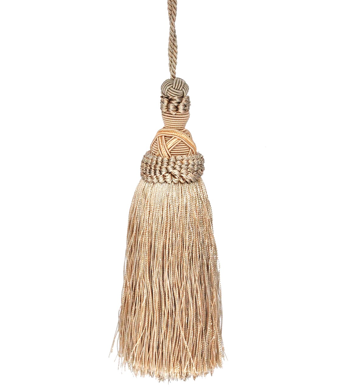 Belagio Tassel, 7” Length with 5.5” Cord, Milante Collection, Ivory/Beige